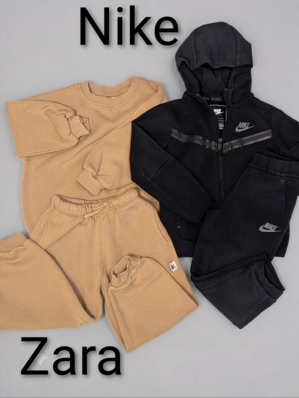 Boys Size 4 Bundle: Nike Tech Fleece Zip-Up Suit & Zara Tan Jogger Set​